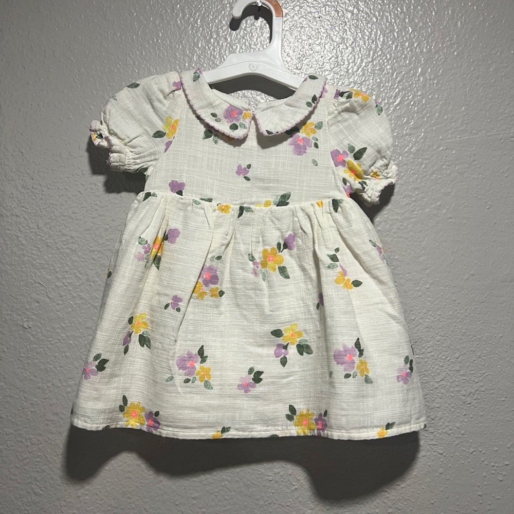 Cat & Jack Cream Floral Dress with Peter Pan Collar